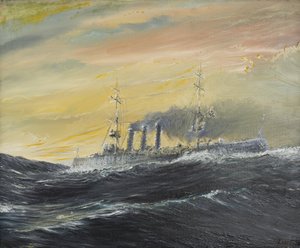 Emden monta ondas do Oceano Índico 1914, 2011, (Oil on Canvas)